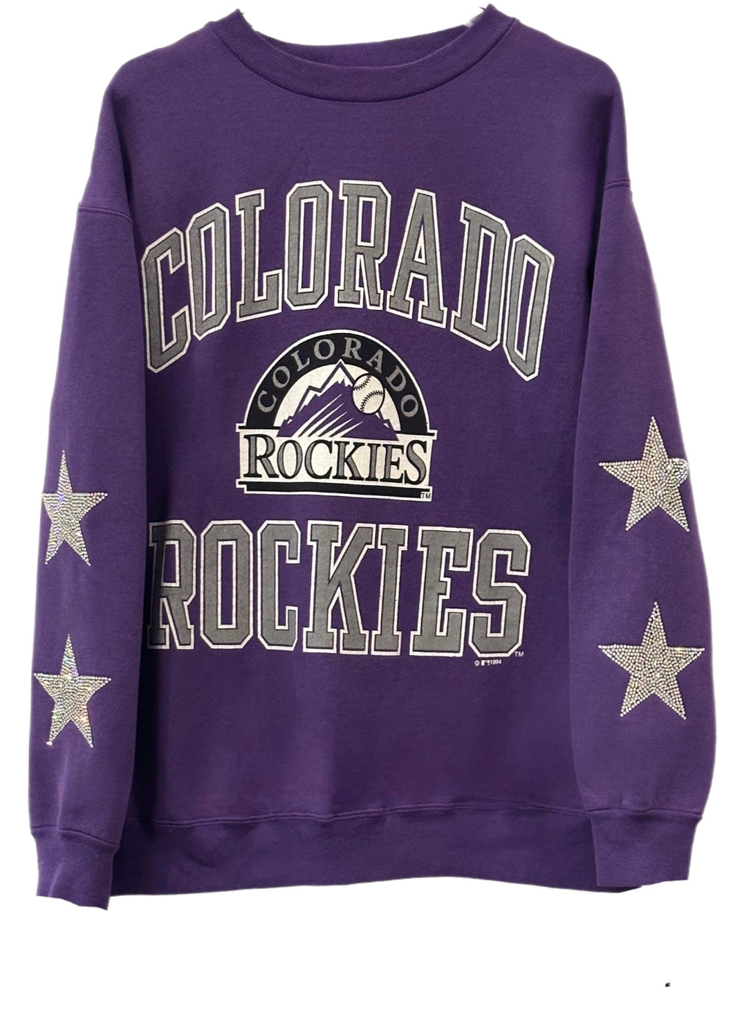 Colorado Rockies, MLB One of a KIND Vintage Sweatshirt with Crystal Star Design