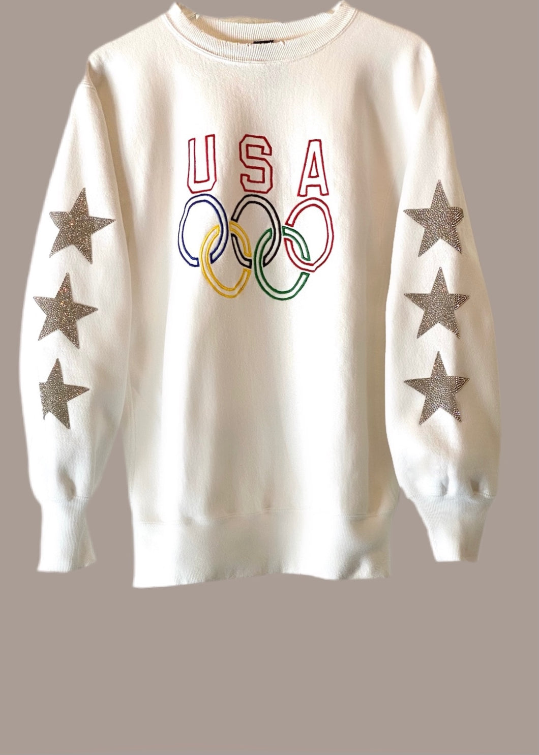USA Olympics, One of a KIND Vintage Sweatshirt with Three Crystal Star Design