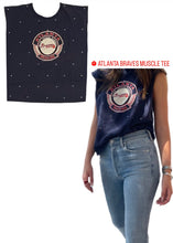 Load image into Gallery viewer, Atlanta Braves, NFL One of a KIND Vintage Muscle Tee with Overall Crystal Design
