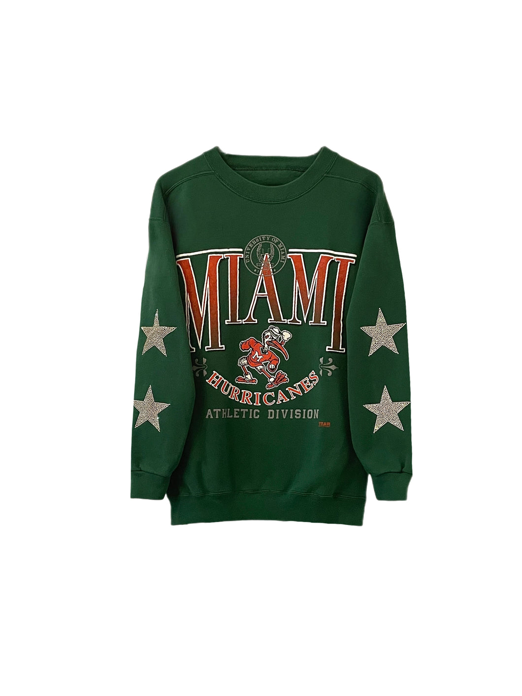 University of Miami, One of a KIND Vintage UM Sweatshirt with Crystal Star Design.