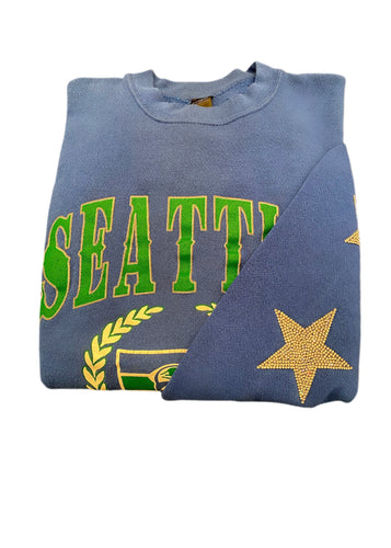 ShopCrystalRags Seattle Seahawks, NFL One of A Kind Vintage Sweatshirt with Crystal Star Design