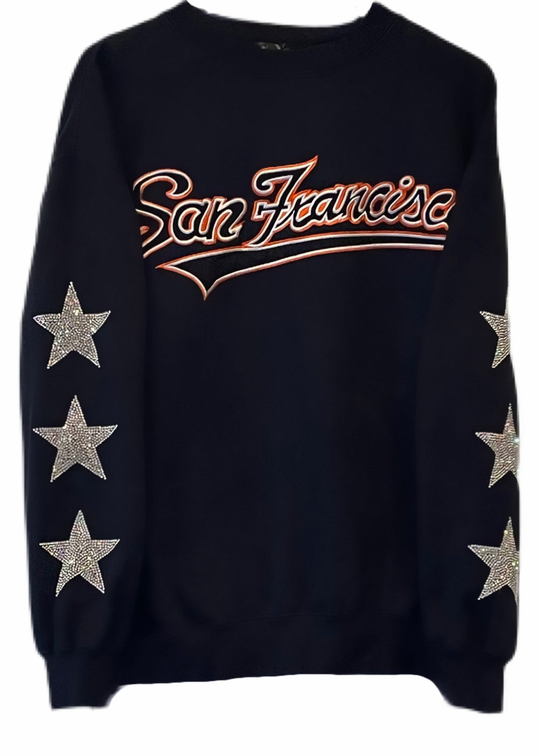 San Francisco Giants, MLB One of a KIND Vintage Sweatshirt with Three Crystal Star Design