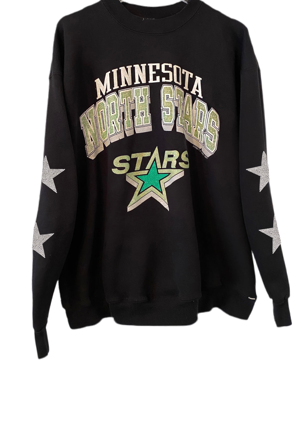 Minnesota North Stars, NHL One of a KIND Vintage Sweatshirt with Crystal Stars Design
