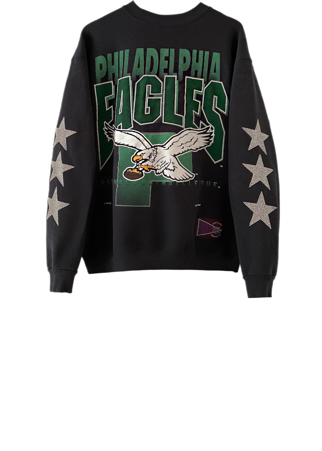 Philadelphia Eagles, NFL One of a KIND Vintage Sweatshirt with Three Crystal Star Design.