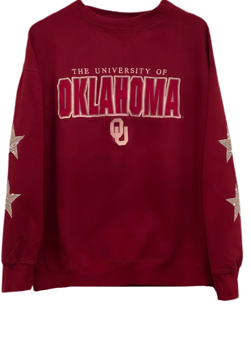 University of Oklahoma, One of a KIND Vintage Sweatshirt with Crystal Star Arm Design