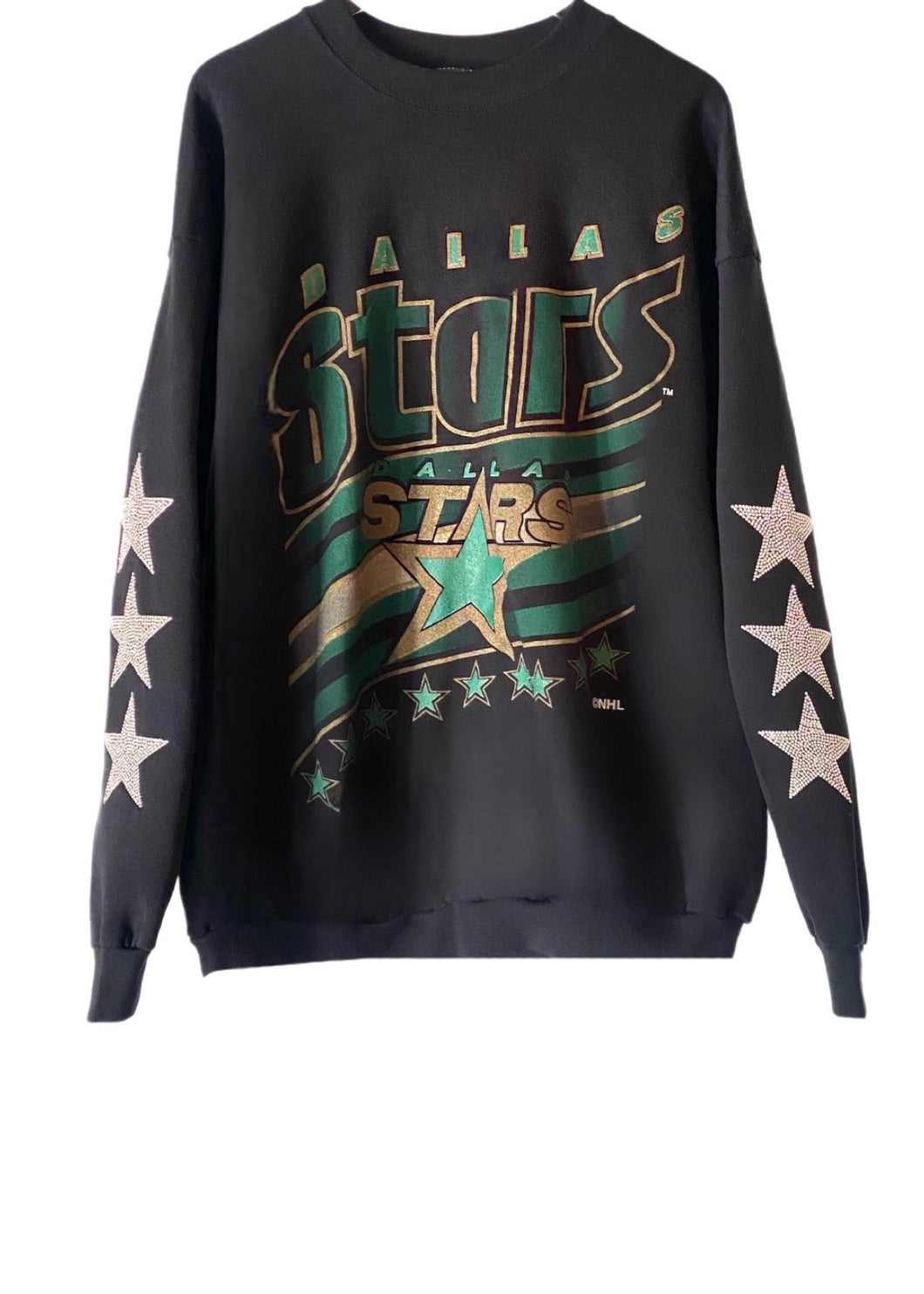 Dallas Stars, NHL One of a KIND Vintage Sweatshirt with Three Crystal Stars Design