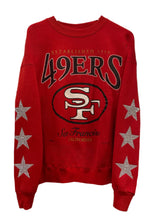 Load image into Gallery viewer, San Francisco 49ers, NFL One of a KIND Vintage Sweatshirt with Three Crystal Star Design
