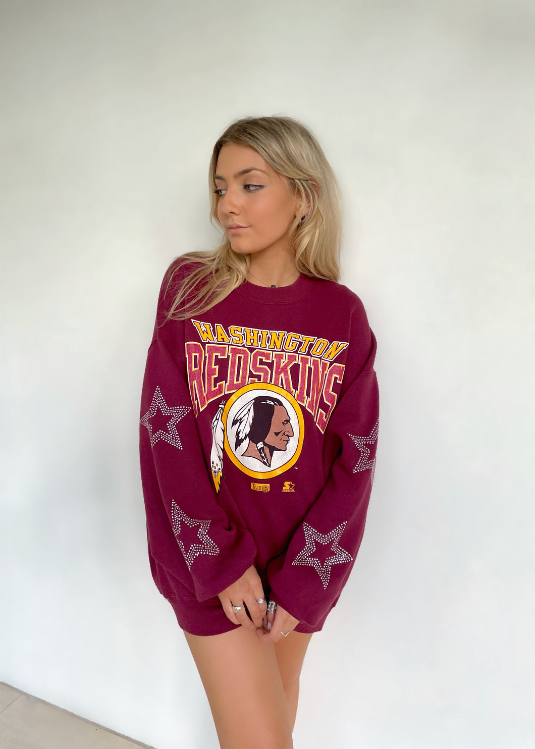 Washington Redskins, NFL One of a KIND Vintage Sweatshirt with Starburst Crystal Star Design
