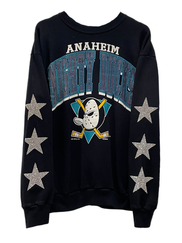 deadmansupplyco Vintage Hockey - Anaheim Ducks (Gold Ducks Wordmark) Crewneck Sweatshirt