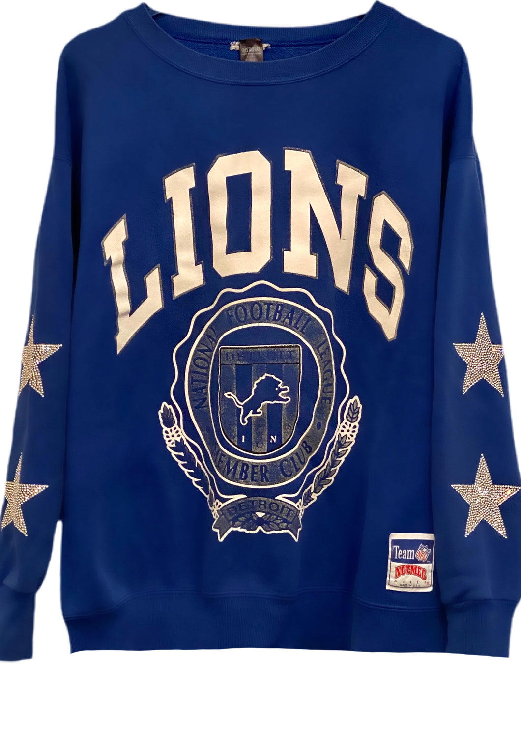 Detroit, Michigan Lions, NFL One of a KIND Vintage Sweatshirt with Crystal Star Design