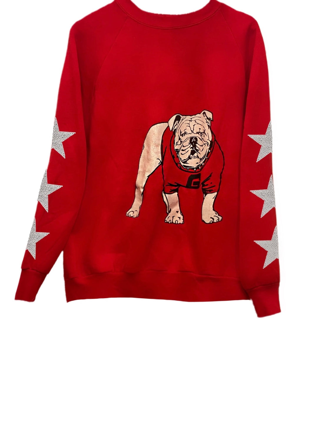 University of Georgia, One of a KIND Vintage Bulldogs Sweatshirt with Three Crystal Star Design & Design on the Back