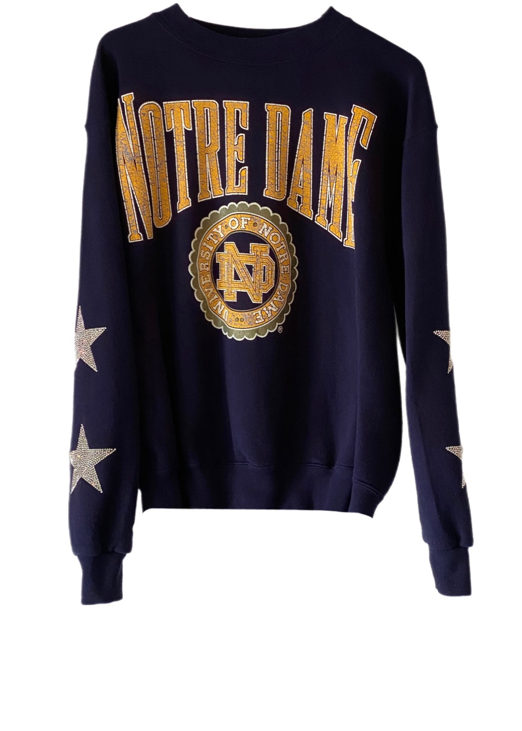 Notre Dame University, One of a KIND Vintage Sweatshirt with Crystal Star Design