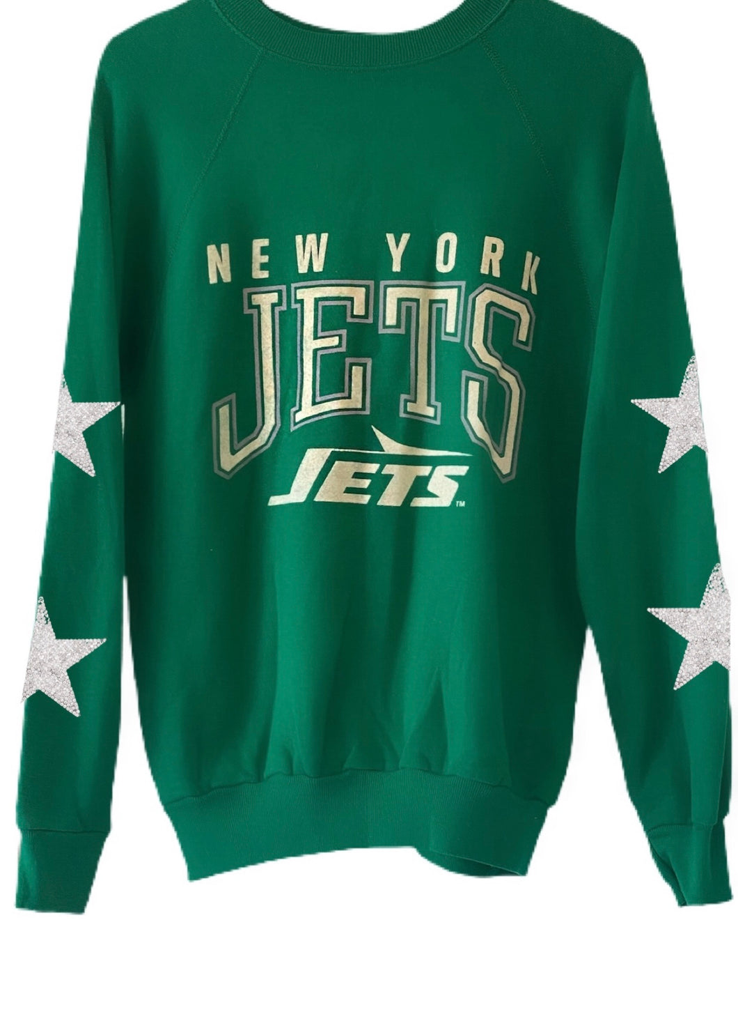 NY Jets, NFL One of a KIND Vintage Sweatshirt with Crystal Star Design