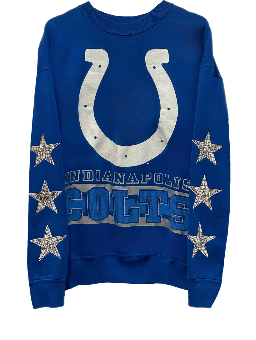 Indianapolis Colts, Football One of a KIND “Rare Find” Vintage Sweatshirt with Three Crystal Star Design