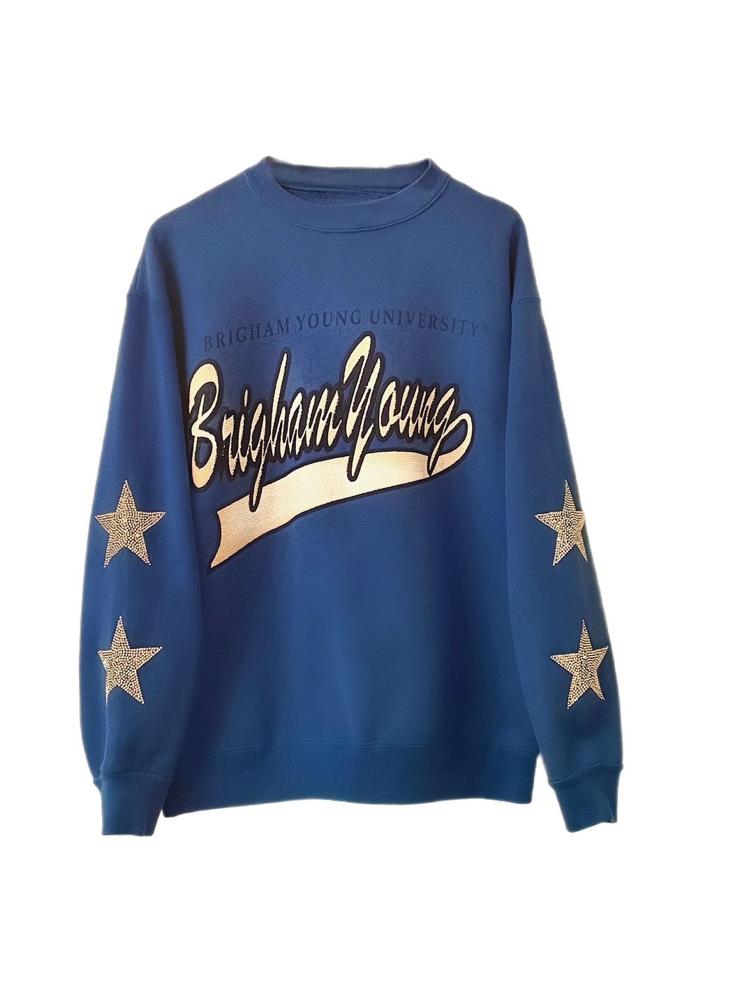 Brigham Young University, One of a KIND Vintage BYU Cougars Sweatshirt with Crystal Star Design.