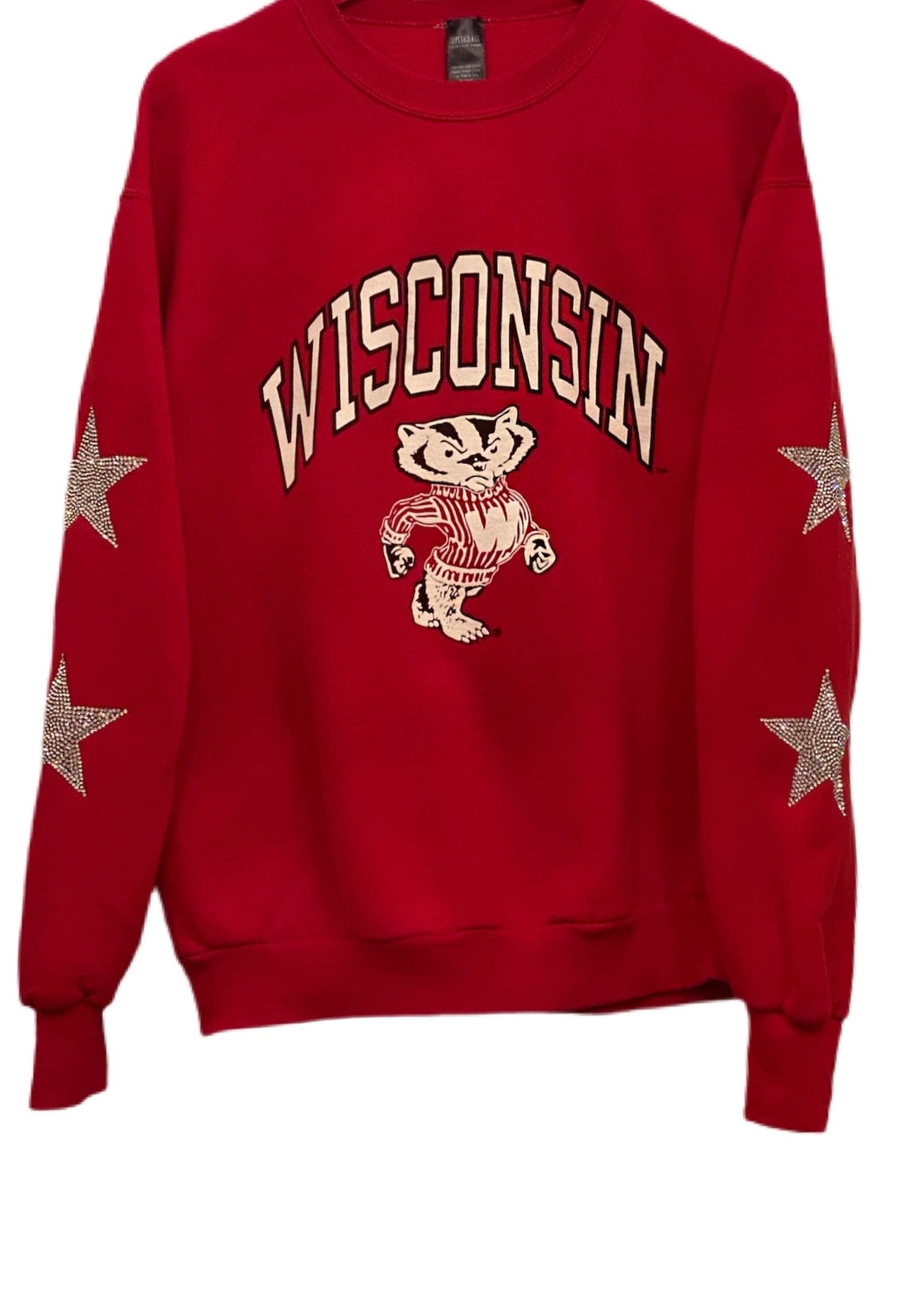 University of Wisconsin, One of a KIND Vintage Sweatshirt with Crystal Star Arm Design