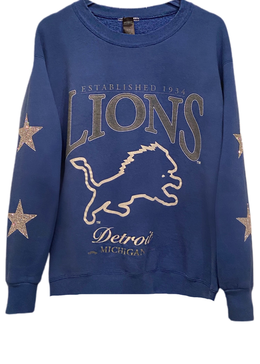 Detroit, Michigan Lions, NFL One of a KIND Vintage Sweatshirt with Crystal Star Design
