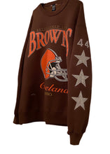 Load image into Gallery viewer, Cleveland Browns, NFL One of a KIND Vintage Sweatshirt with Three Crystal Star Design, Custom Crystal Name &amp; Number
