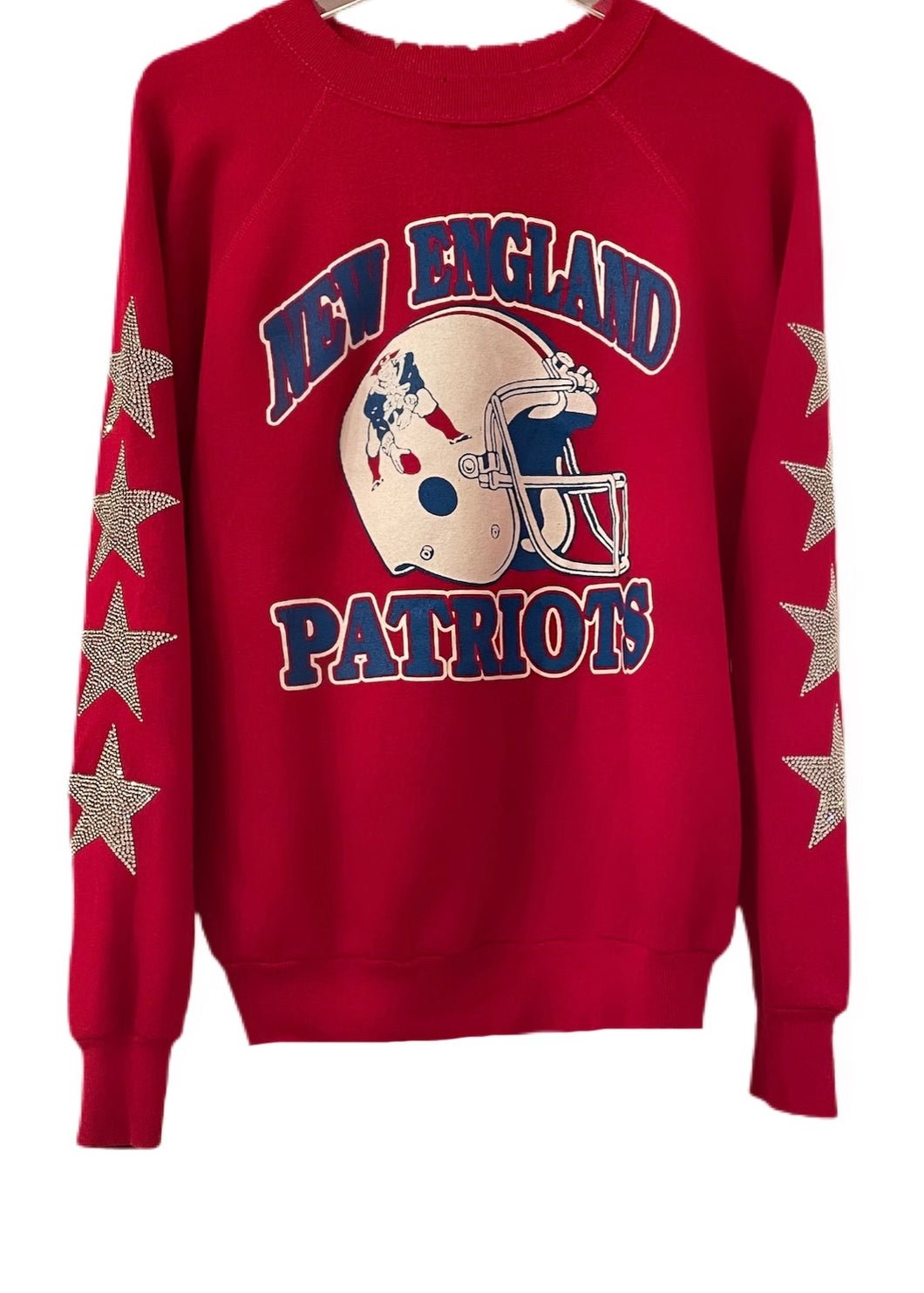 New England Patriots, NFL One of a KIND Vintage Sweatshirt with Four Crystal Star Design