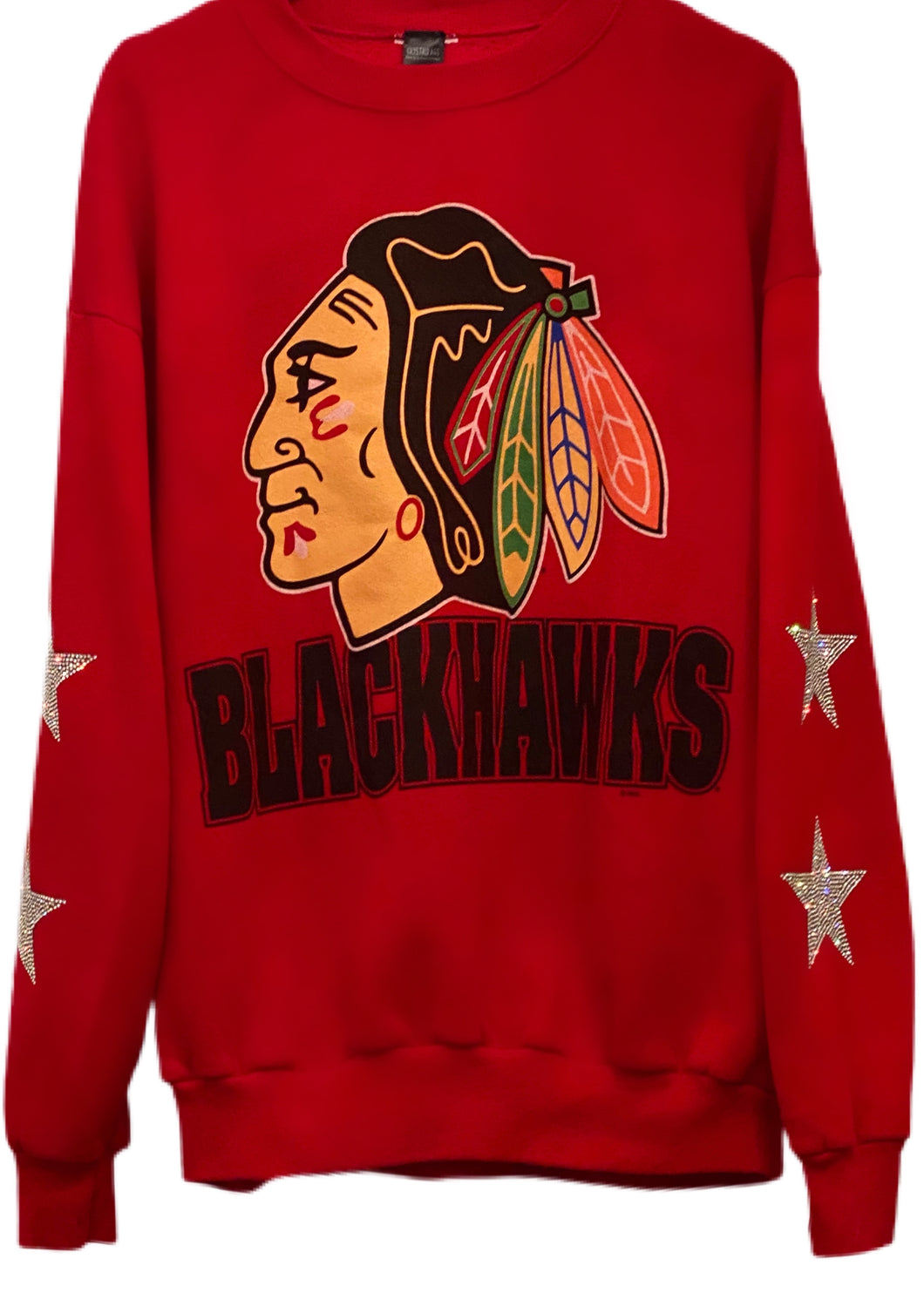 Chicago Blackhawks, NHL One of a KIND Vintage Sweatshirt with Crystal Star Design