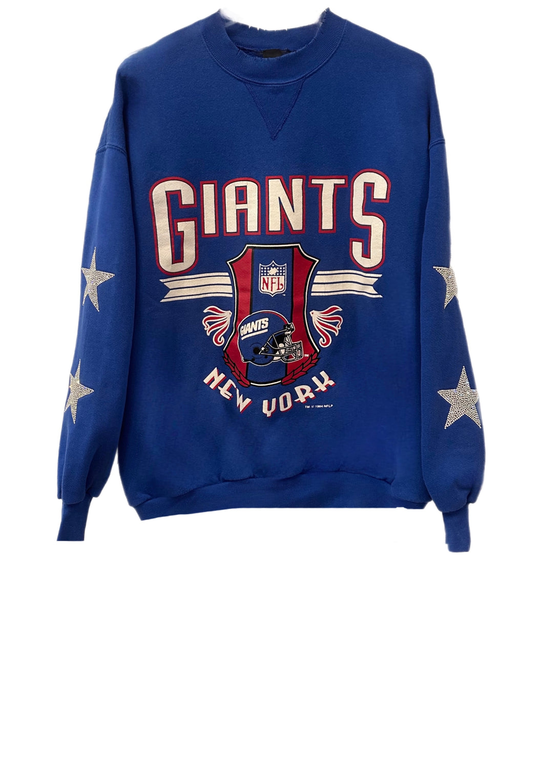 ShopCrystalRags NY Giants, NFL One of A Kind Vintage Sweatshirt with Crystal Star Design.