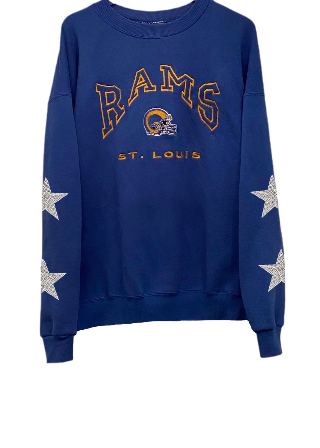 St. Louis/Los Angeles Rams, NFL One of a KIND Vintage LA Rams Sweatshirt with Crystal Star Design