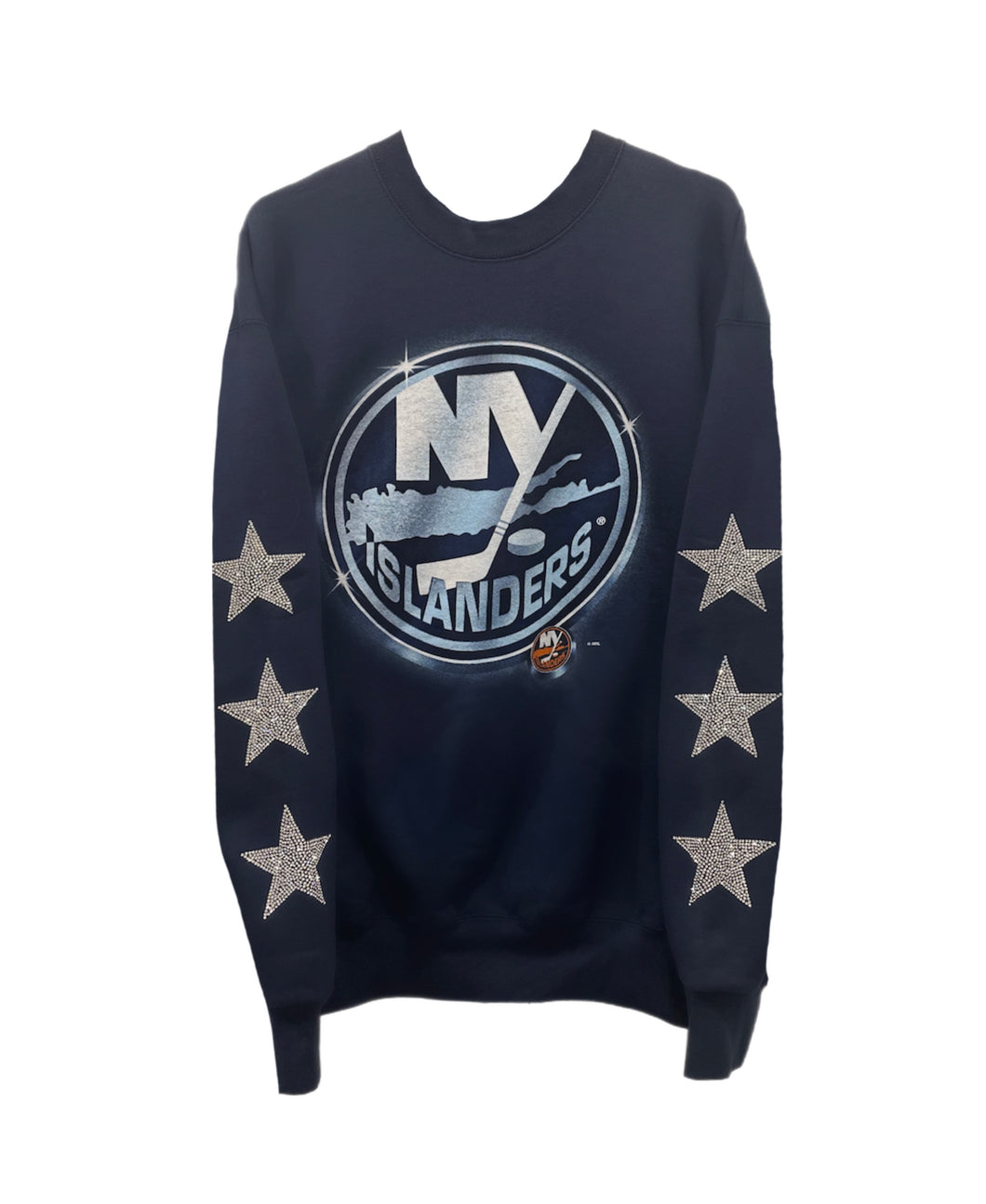 NY Islanders, NHL One of a KIND Vintage Sweatshirt with Three Crystal Star Design